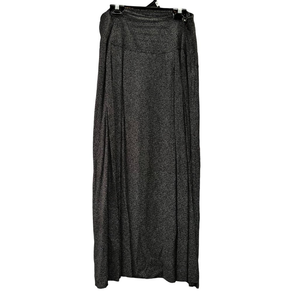 Vintage Moods by Krizia Maxi Skirt 12 Black Ditsy Dot Print 30 inch Waist Side Z